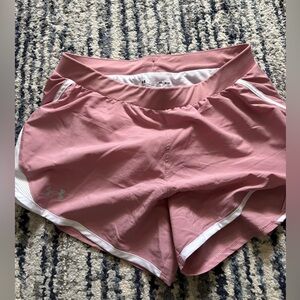 Under Armour Pink Athletic Running Shorts with White Trim
